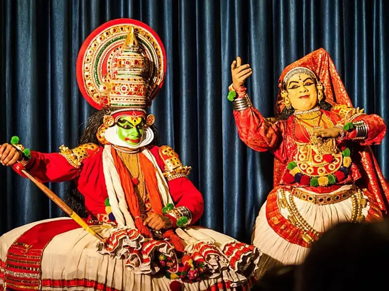 Kathakali backstage with performers