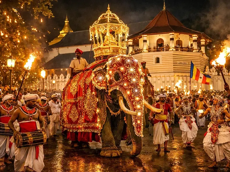 Kandy Esala Perahera from heritage balcony