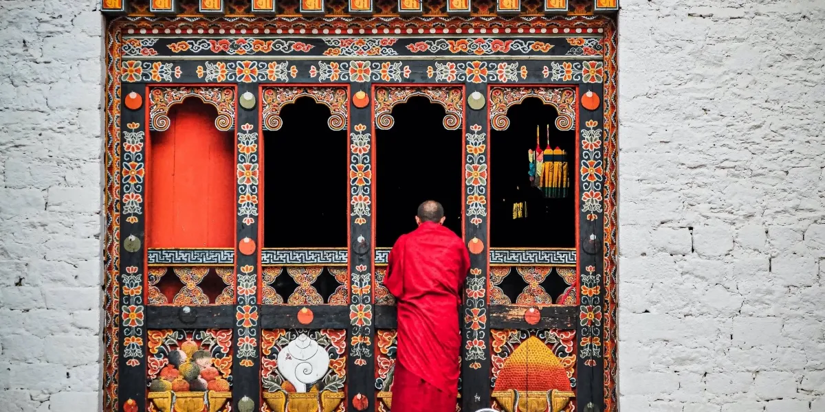 The Paro Taktsang monastery clinging to a cliff face in Bhutan