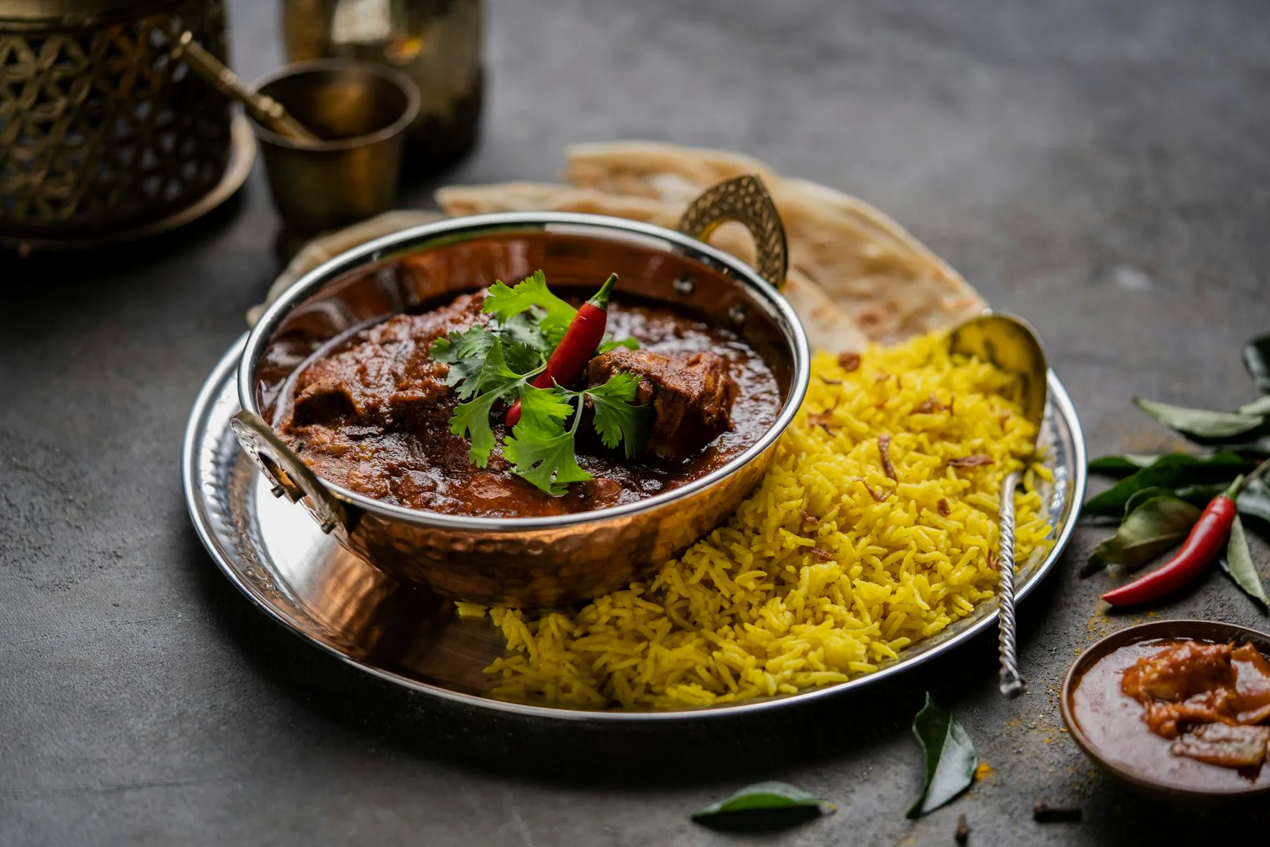 A serving of Chettinad chicken — a benchmark of Tamil Nadu's spice-heavy southern cooking