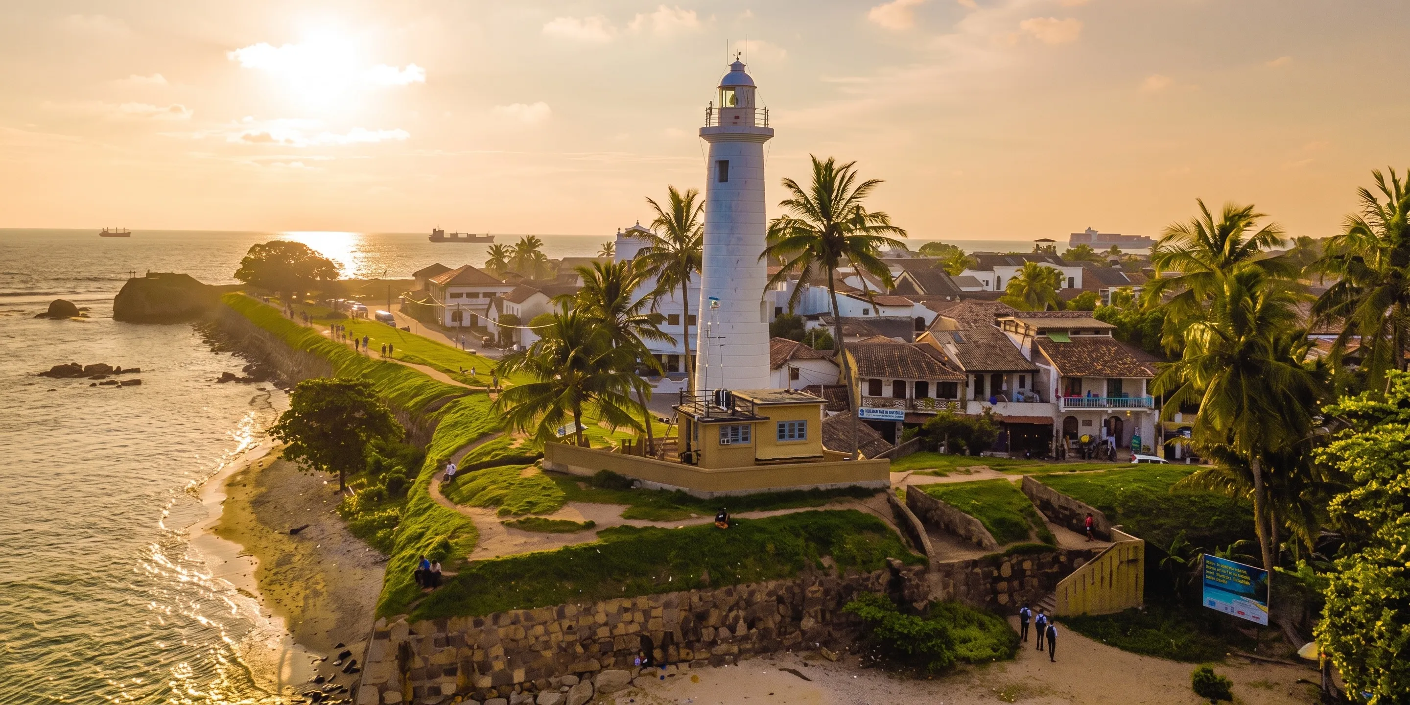 The ramparts of Galle Fort meeting the Indian Ocean