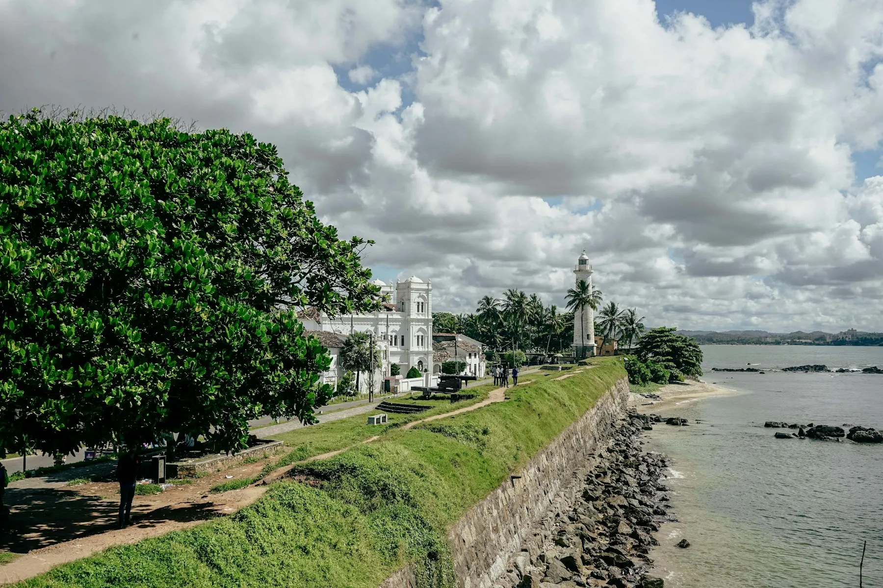 The ramparts of Galle Fort meeting the Indian Ocean