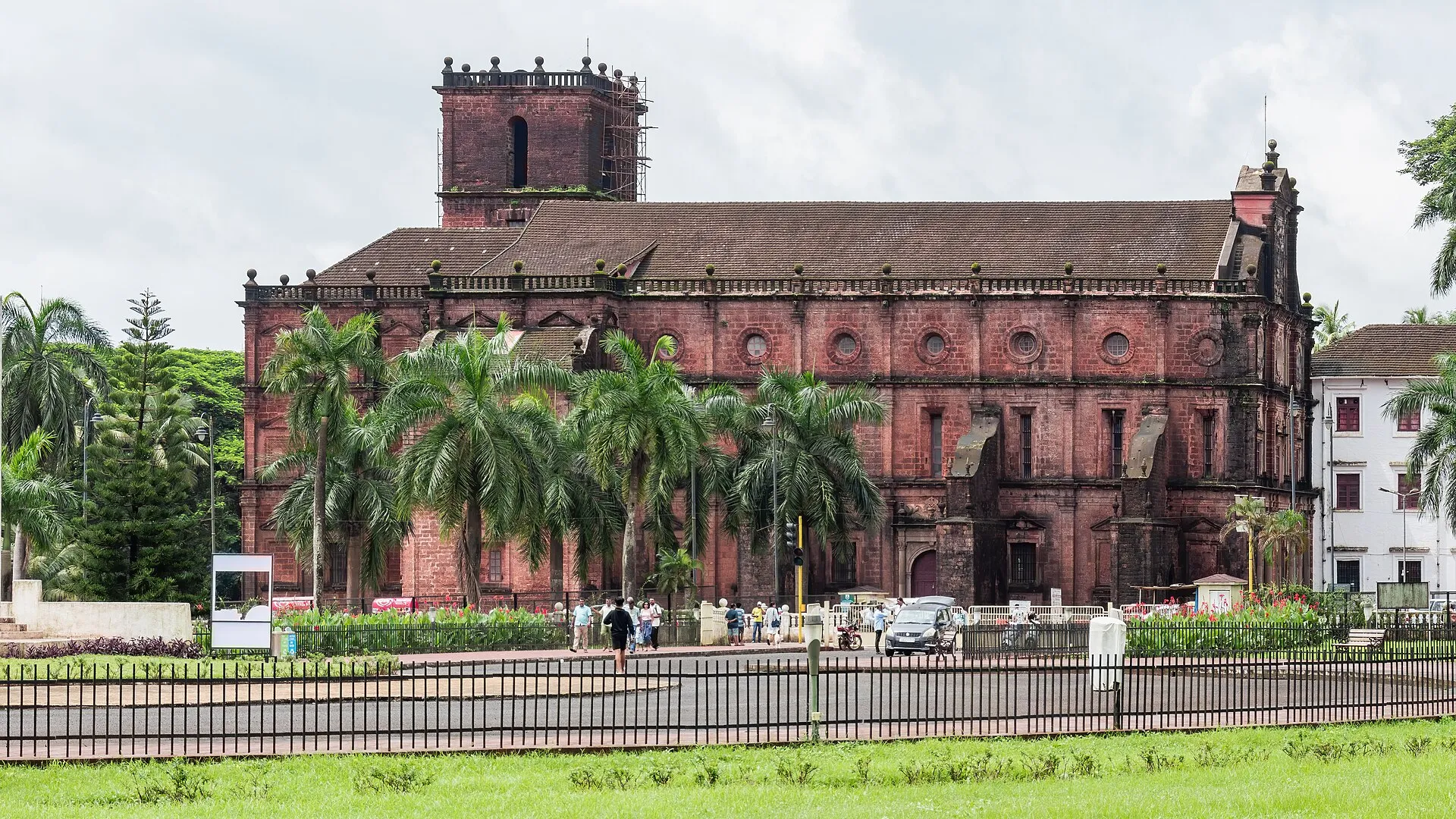 The laterite facade of the Basilica of Bom Jesus in Old Goa