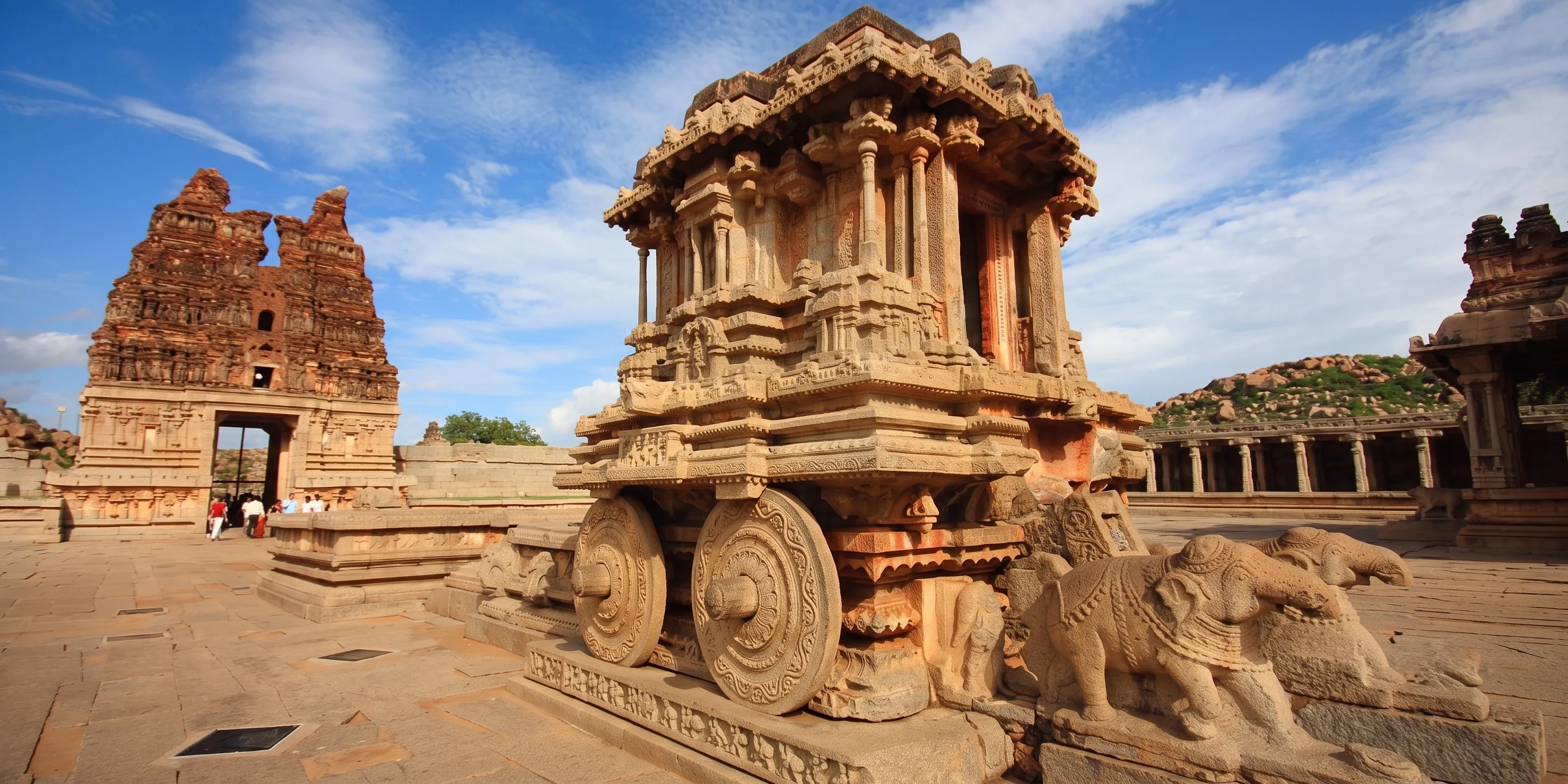 The towering gopuram of Virupaksha Temple among Hampi's boulder landscape