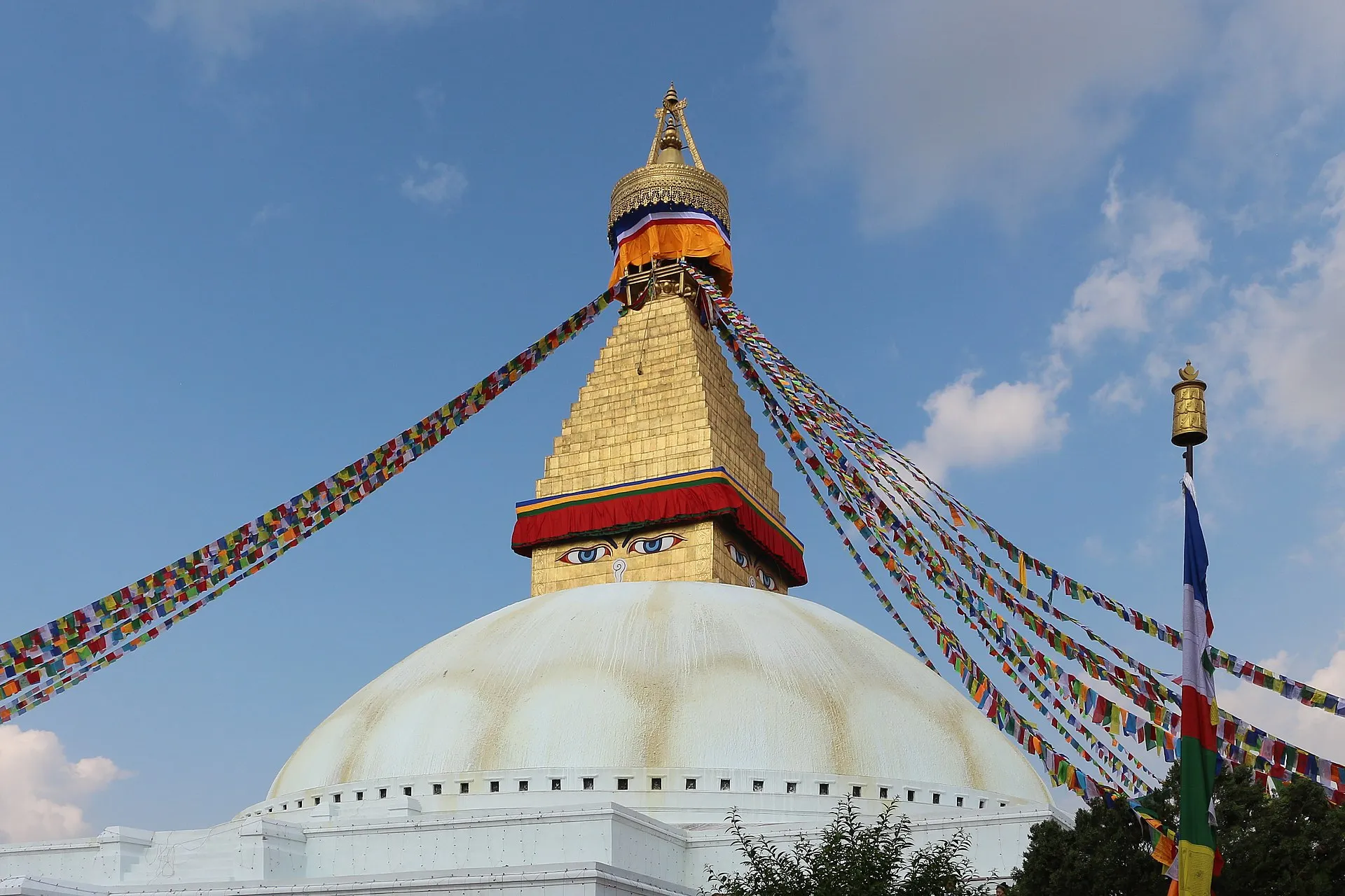 The great white dome of Boudhanath Stupa in the Kathmandu Valley