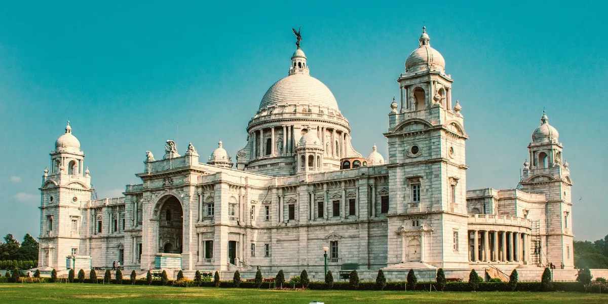 The white marble dome of the Victoria Memorial in Kolkata