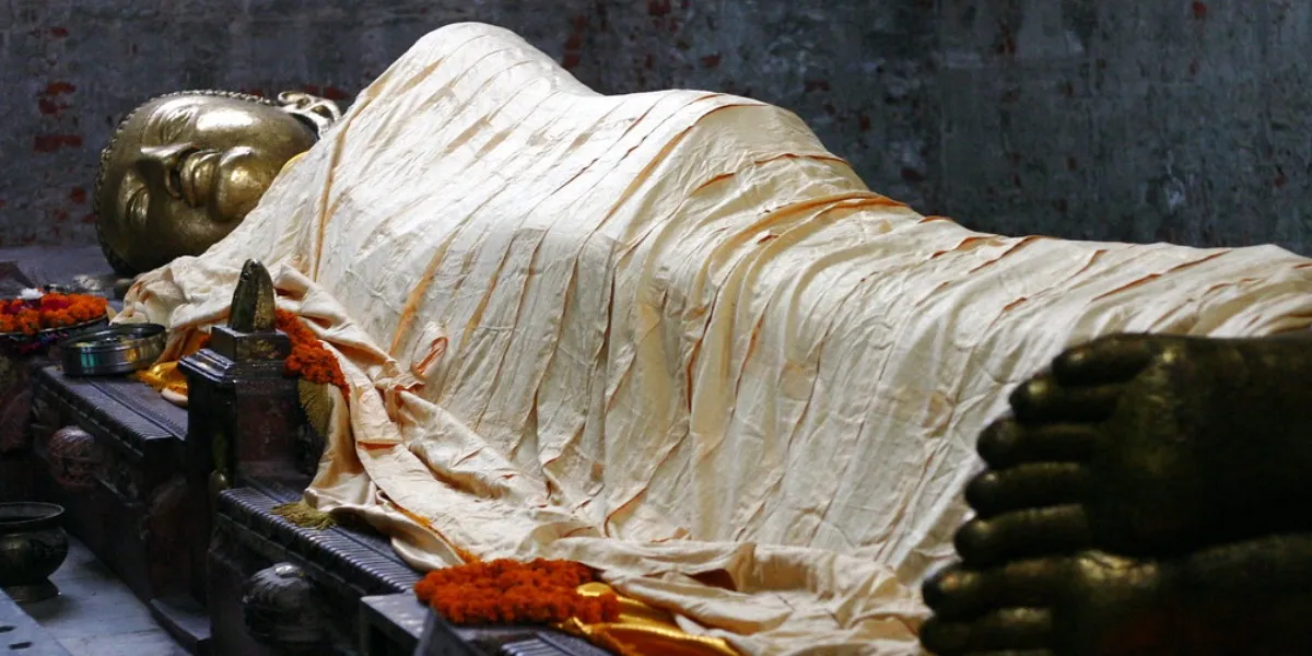 The Mahaparinirvana Temple housing the reclining Buddha at Kushinagar