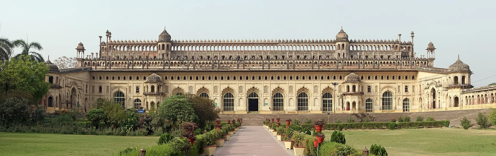 The grand arched facade of the Bara Imambara in Lucknow