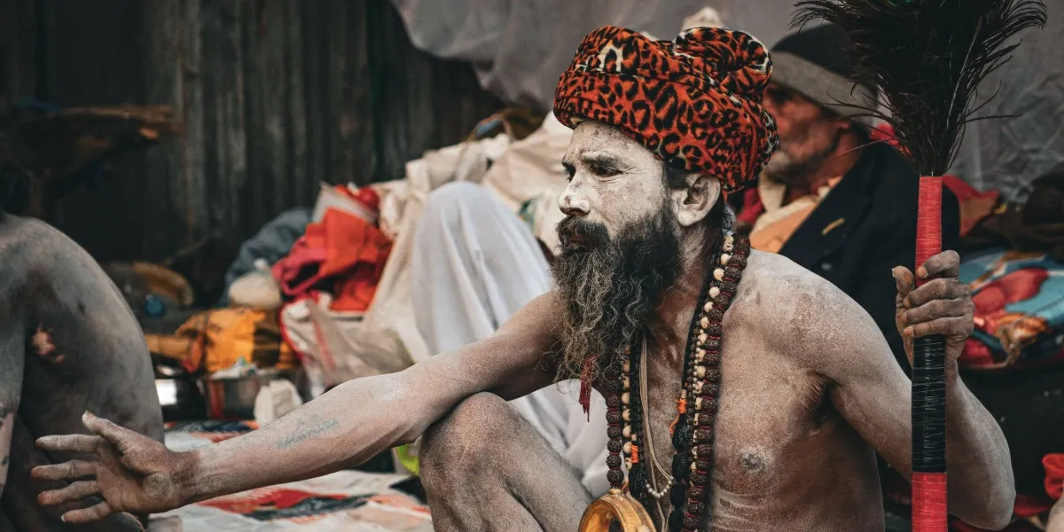 Pilgrims gathered at the river confluence during the Kumbh Mela at Prayagraj
