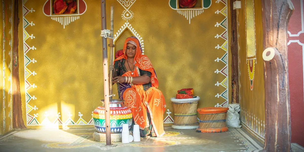 A traditional Rajasthani thali spread with regional curries, breads and dal-baati