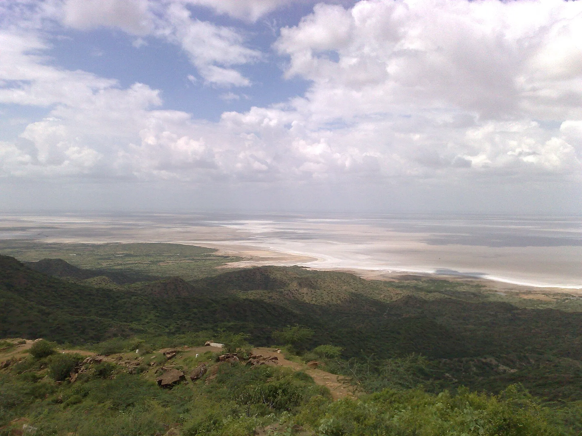 The white salt expanse of the Rann of Kutch stretching to the horizon