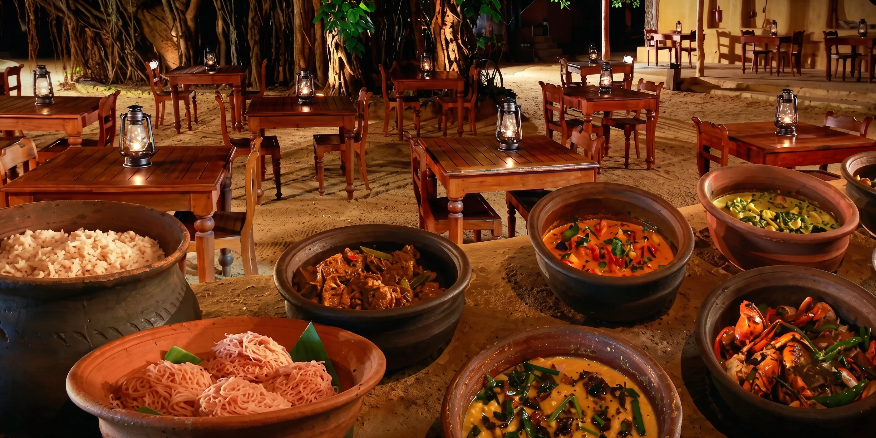 A Sri Lankan rice-and-curry meal spread with sambols, dahl and coconut