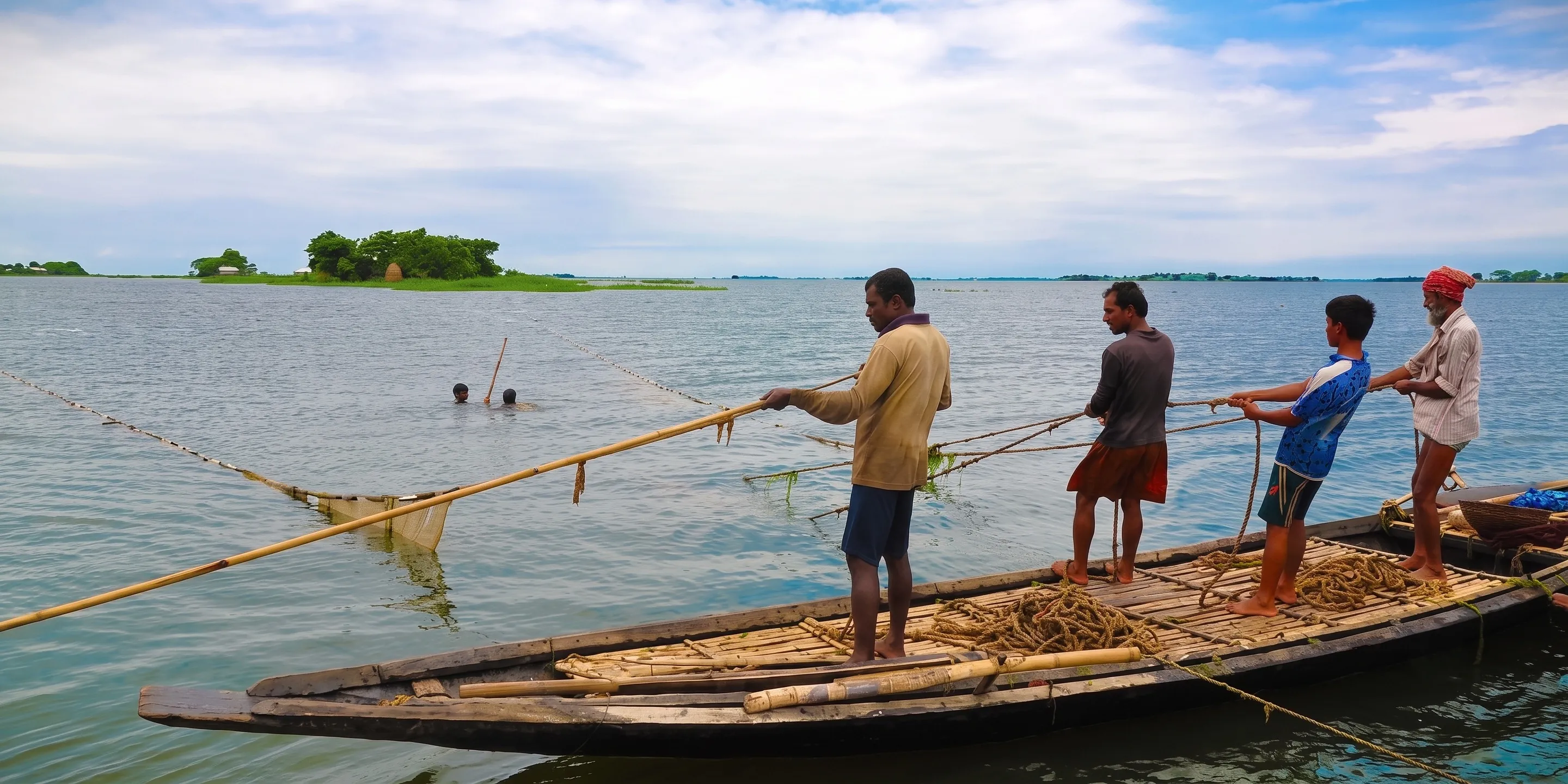 Wooden fishing boats drawn up on the beach at Rameshwaram, Tamil Nadu